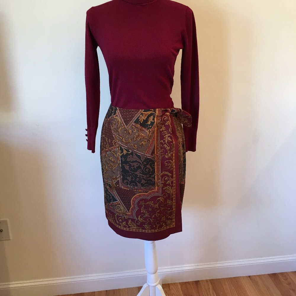 Talbots Silk Wrap Skirt - Fall Colors - Size 6